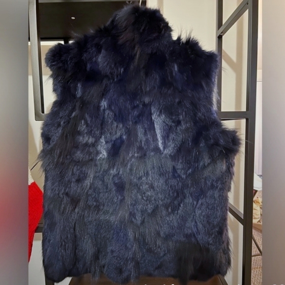 Fox Fur Vest Navy & Black ADRIENNE LANDAU - Picture 5 of 8